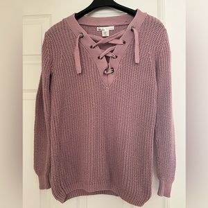 Lace up v-neck sweater